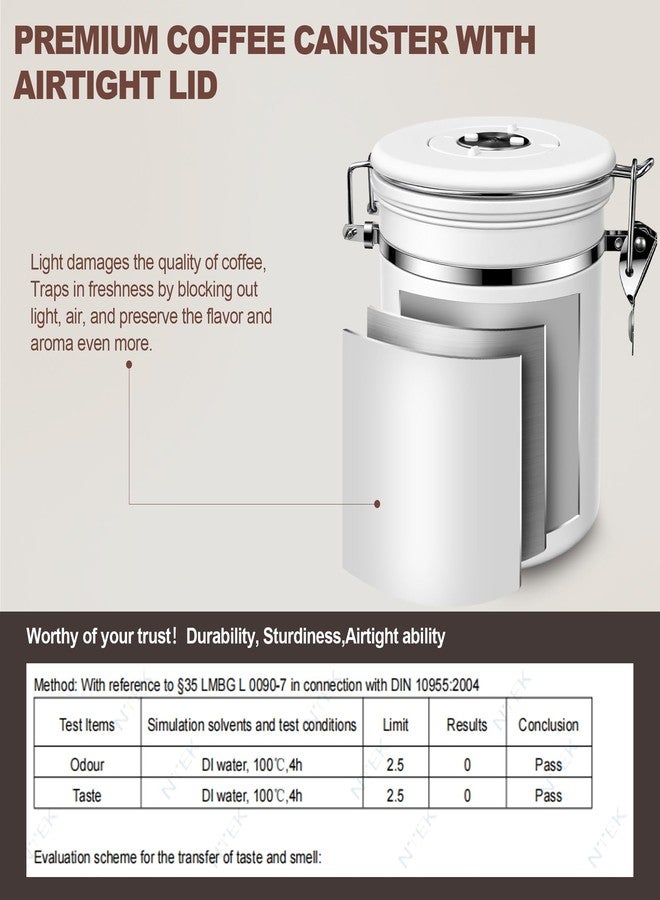 ShanSon Coffee Canister Airtight Coffee Container Stainless Steel Coffee Bean Storage Container with Scoop Coffee Canister for Beans Grounds Sugar Flour Tea Cereal,16OZ, White - Image 5